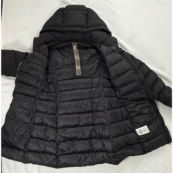 ADD 100% Duck Down Fill Sz 0 Mid-Length Puffer Jacket Removable Hood Black - Picture 3 of 7